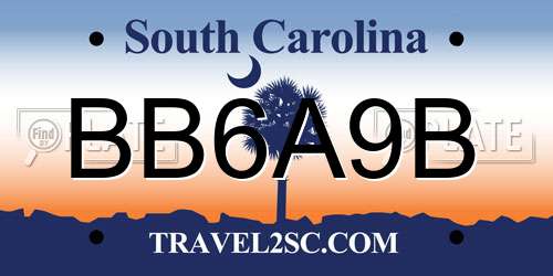 BB6A9B South Carolina License Plate