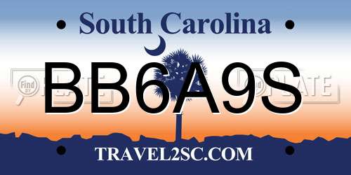 BB6A9S South Carolina License Plate