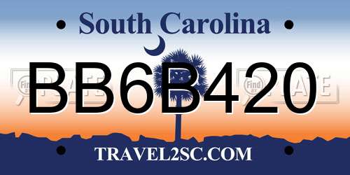 BB6B420 South Carolina License Plate