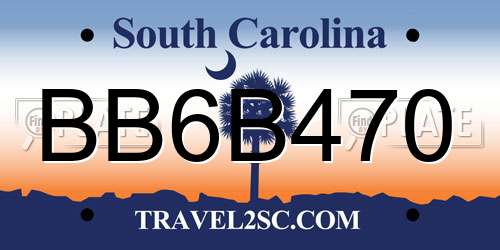 BB6B470 South Carolina License Plate