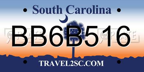 BB6B516 South Carolina License Plate