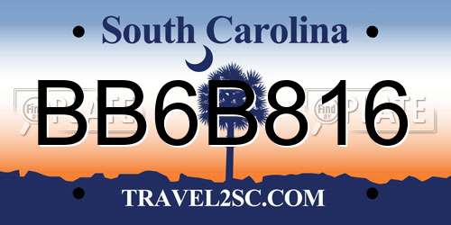 BB6B816 South Carolina License Plate