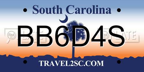 BB6D4S South Carolina License Plate