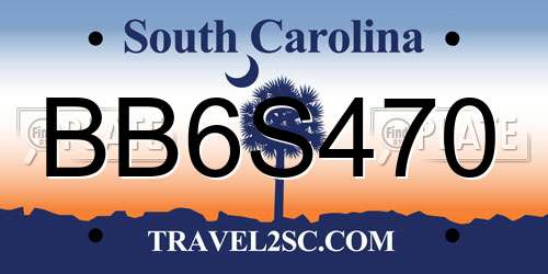 BB6S470 South Carolina License Plate