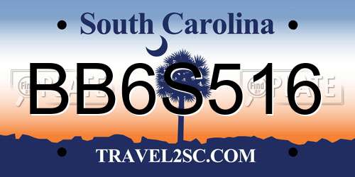 BB6S516 South Carolina License Plate