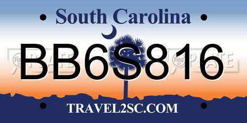 BB6S816 South Carolina License Plate