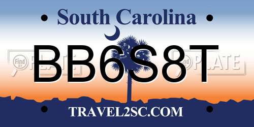 BB6S8T South Carolina License Plate