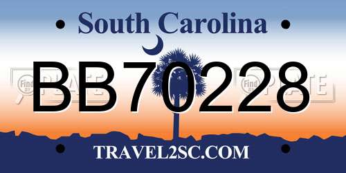 BB70228 South Carolina License Plate