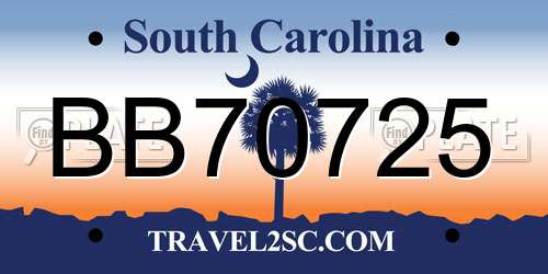 BB70725 South Carolina License Plate