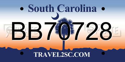 BB70728 South Carolina License Plate