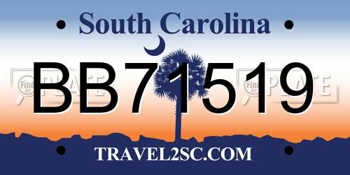 BB71519 South Carolina License Plate
