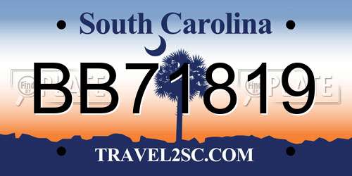 BB71819 South Carolina License Plate