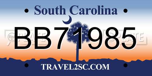 BB71985 South Carolina License Plate