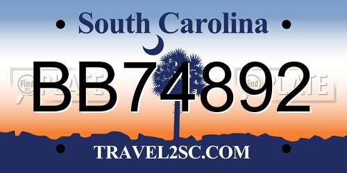 BB74892 South Carolina License Plate