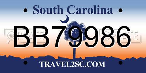BB79986 South Carolina License Plate