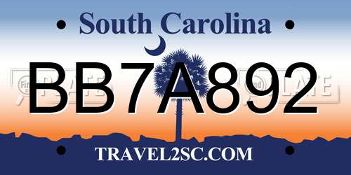 BB7A892 South Carolina License Plate