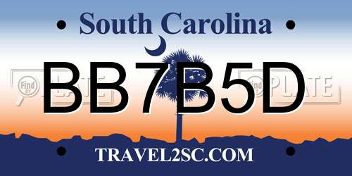 BB7B5D South Carolina License Plate