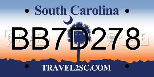 BB7D278 South Carolina License Plate