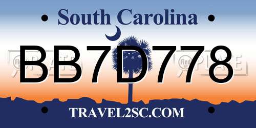 BB7D778 South Carolina License Plate
