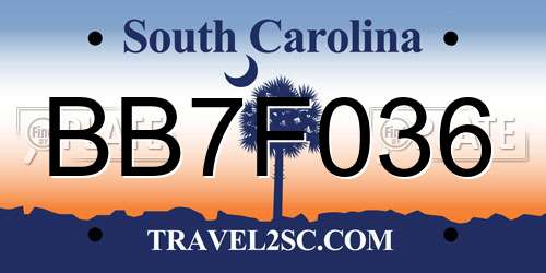 BB7F036 South Carolina License Plate