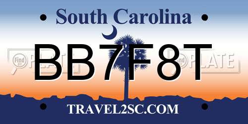 BB7F8T South Carolina License Plate