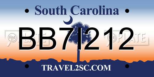 BB7I212 South Carolina License Plate