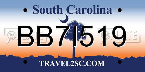 BB7I519 South Carolina License Plate