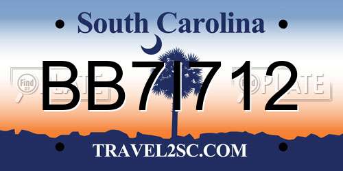 BB7I712 South Carolina License Plate