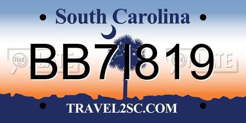 BB7I819 South Carolina License Plate