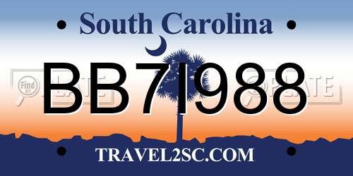 BB7I988 South Carolina License Plate