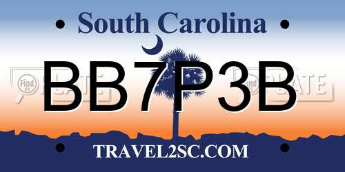 BB7P3B South Carolina License Plate