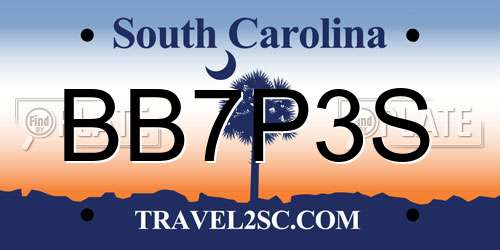 BB7P3S South Carolina License Plate