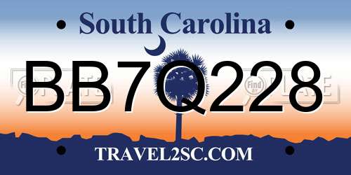 BB7Q228 South Carolina License Plate