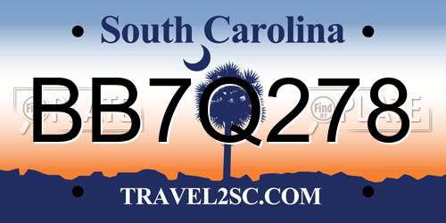 BB7Q278 South Carolina License Plate