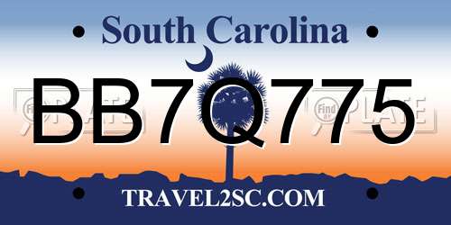 BB7Q775 South Carolina License Plate