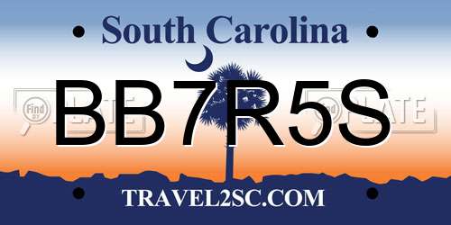 BB7R5S South Carolina License Plate