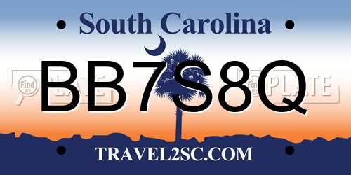 BB7S8Q South Carolina License Plate