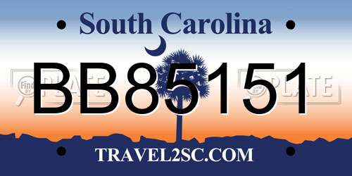 BB85151 South Carolina License Plate