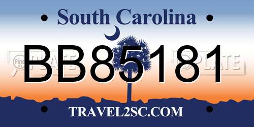 BB85181 South Carolina License Plate