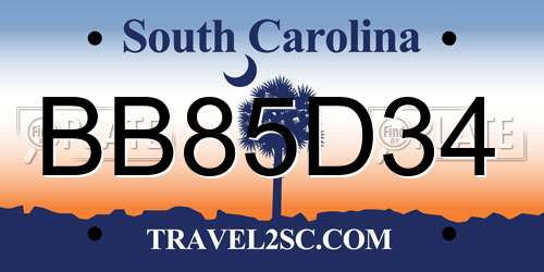 BB85D34 South Carolina License Plate