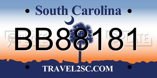 BB88181 South Carolina License Plate