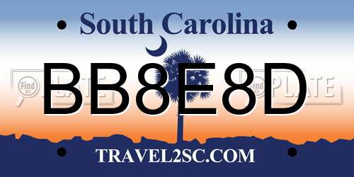 BB8E8D South Carolina License Plate