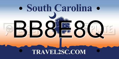 BB8E8Q South Carolina License Plate
