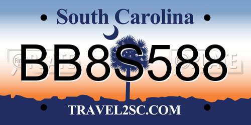 BB8S588 South Carolina License Plate