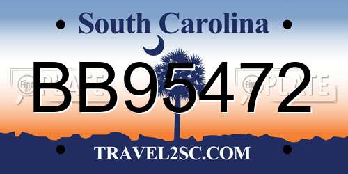 BB95472 South Carolina License Plate