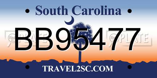 BB95477 South Carolina License Plate