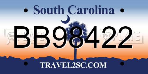 BB98422 South Carolina License Plate
