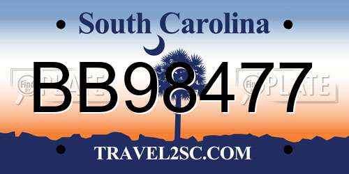 BB98477 South Carolina License Plate