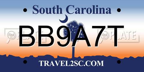 BB9A7T South Carolina License Plate