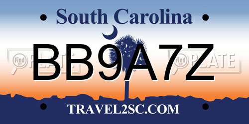 BB9A7Z South Carolina License Plate